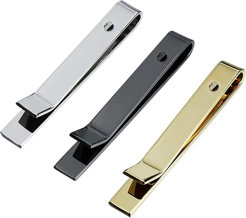 Roctee 3 Pack Skinny Tie Bar Clip Set, Suit Tie Clips for Men, Tie Necktie Clasp Pinch Clip on Tie, Suitable for Business Metting Wedding Annivers...